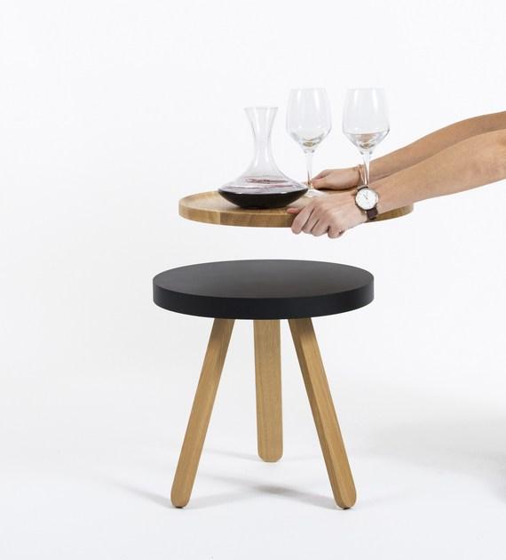 Woodendot Круглый деревянный журнальный столик с подносом sun-id-1506647 - Вид №4