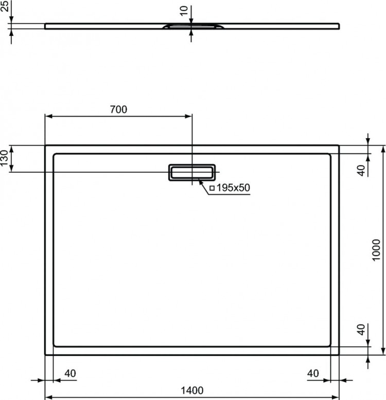 T4490V1 Душевой поддон 1400x1000x25 мм Ideal Standard ULTRAFLAT NEW  - Вид №4