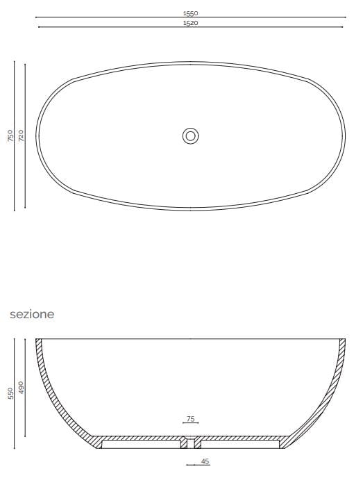 Овальная ванна в центре комнаты Corian® Acquapazza Corian ® elements ARCH-00097311 - Вид №4