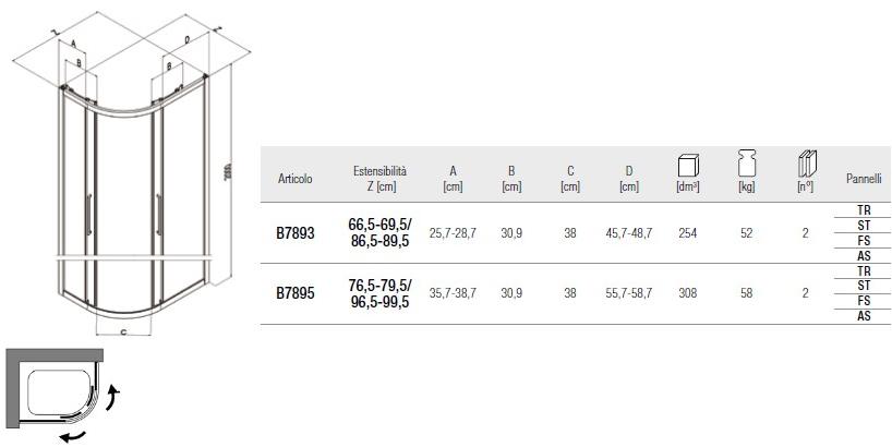 Samo Прямоугольная раздвижная душевая кабина округлой формы Eccelsa sun-id-1463028 - Вид №2
