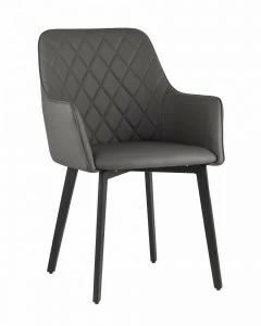 Стул со спинкой и подлокотниками серый из экокожи "Прайм" STOOL GROUP ДИЗАЙНЕРСКИЕ, ИНТЕРЬЕРНЫЕ 00-3946153 Серый