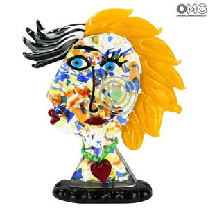 4724 ORIGINALMURANOGLASS Скульптура Голова Женщины - Pop Art - Original Murano Glass OMG 24 см