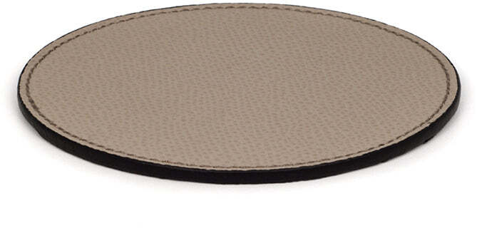 Круглая подставка - Ø 12,5 см / тканая кожа_темно-серая