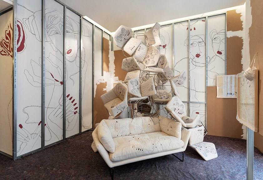 Saba Italia Тканевый стул на санках с подлокотниками New york sun-id-1362757 - Вид №12