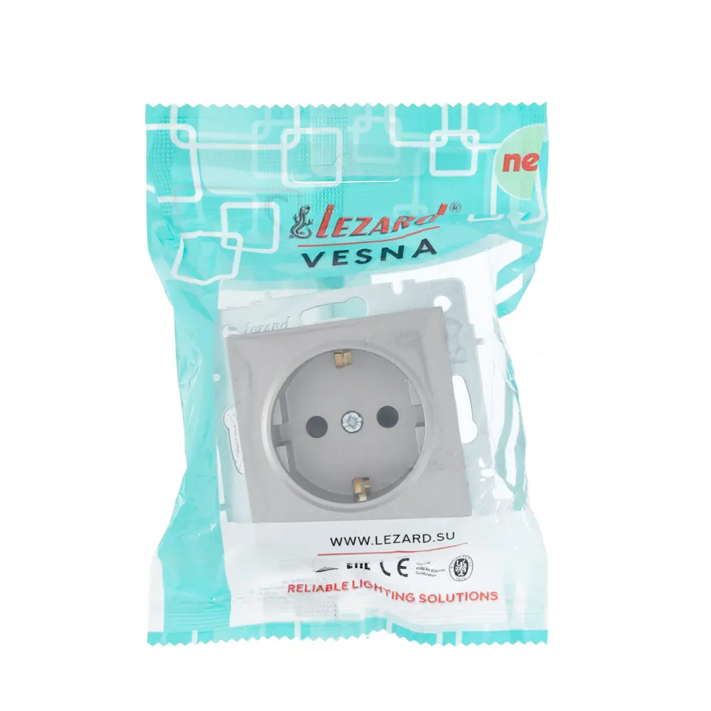 Розетка Lezard Vesna с заземлением в цвете платина 87103789 STLM-1571297 - Вид №4