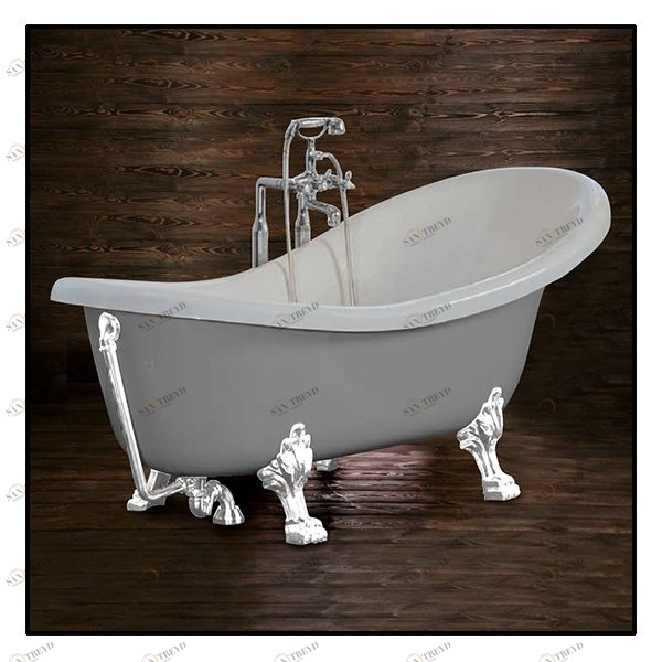 Ванна Akcjum Rectime 160 WR-03-01-KB-M овальная серая с белыми ножками WR0301KBM