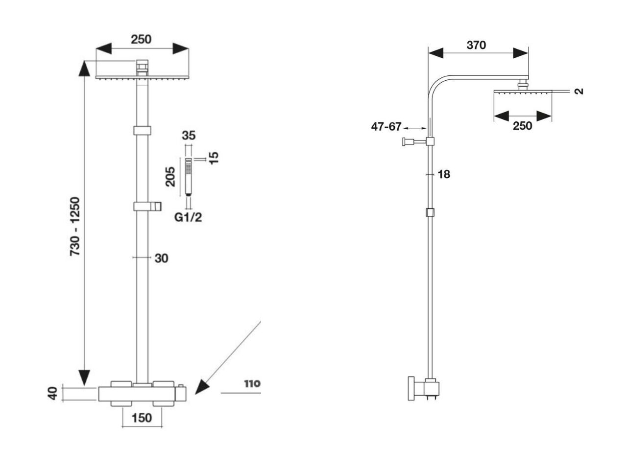 Душевая колонна с ручным душем Cropelli ARCH-00001717 - Вид №5