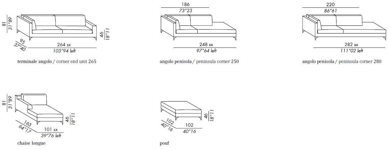 Meridiani Модульный тканевый диван с шезлонгом Prince sun-id-1423531 - Вид №4