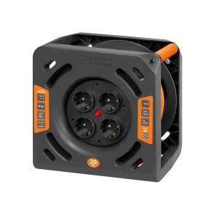 Удлинитель на катушке TDM Electric Люкс 4 розетки с заземлением ПВС 3x1.5 мм 20 м