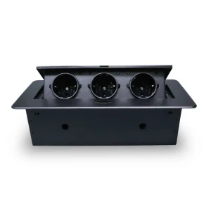91677216 Розетка тройная выдвижная встраиваемая Rocketsocket SHS017-B с заземлением горизонтальная цвет черный STLM-1335556