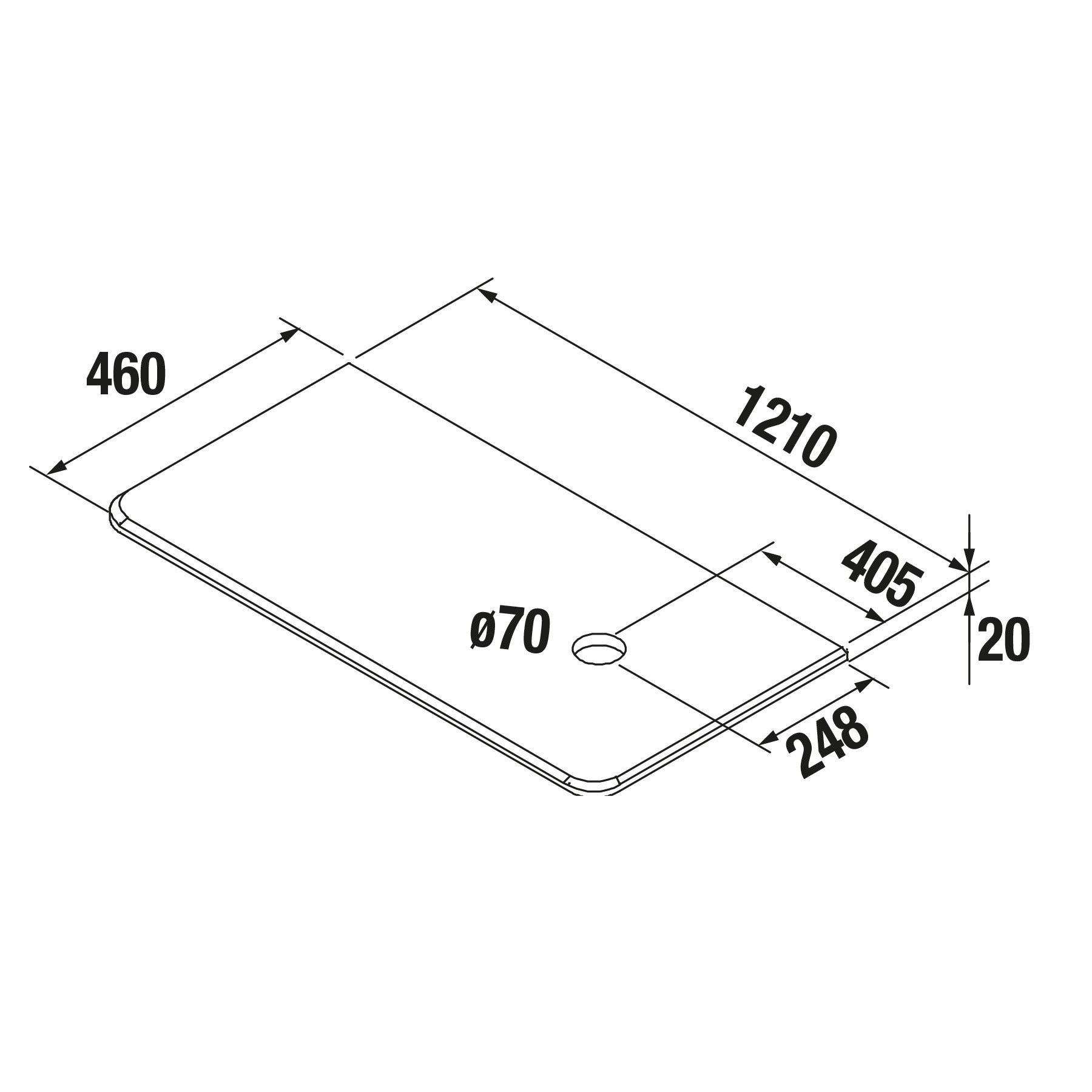 85169 SALGAR Столешница UNIIQ 900 левая MARQUINA BLACK для верхней раковины 910 x 22 x 460 мм  - Вид №2