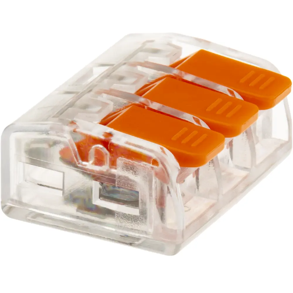 84746784 Клеммы соединительные монтажные с рычажком Duwi СМК 223-413 3-проводные 4мм² прозрачные 50 шт 26716 4 STLM-1106616  - Вид №1