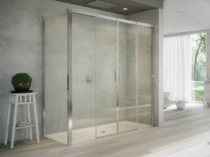 Duka Хрустальная душевая кабина с раздвижной дверцей Quadra – con profili verticali e orizzontali Qw4 l/r