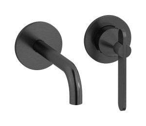 Встроенный в стену смеситель для раковины на 2 отверстия в комплекте с донным клапаном WE ARE IB oh210cs Brushed Black Chrome Soho