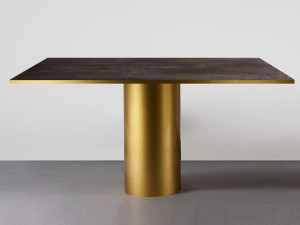 Квадратный железный журнальный столик с мраморным верхом