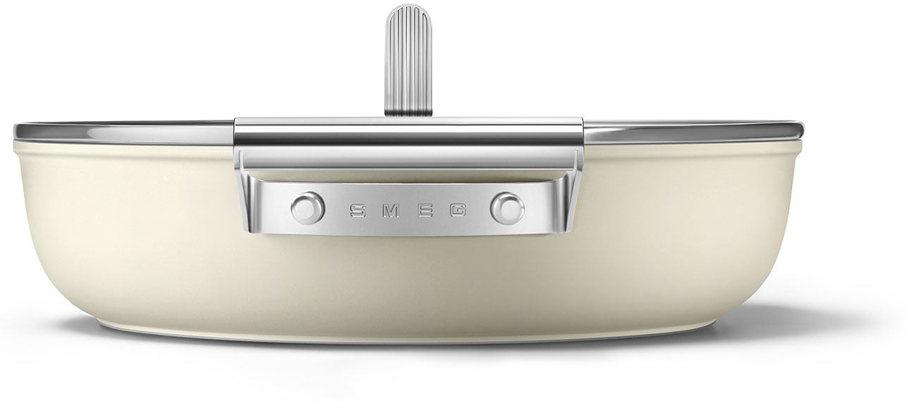 CKFD2811CRM Посуда / глубокая сковорода с двумя ручками и крышкой, 28 см, кремовая SMEG  - Вид №5