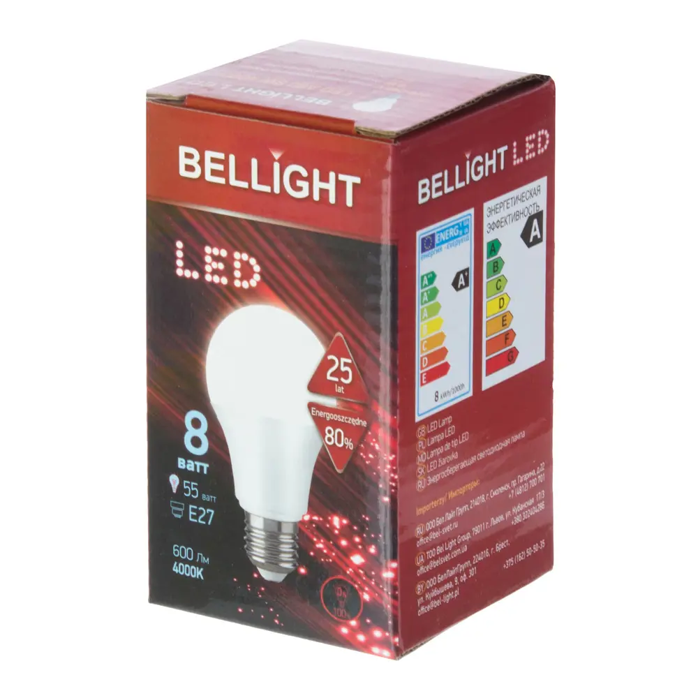 Лампа светодиодная Bellight E27 8 Вт 660 Лм свет холодный белый STLM-2018822 - Вид №1