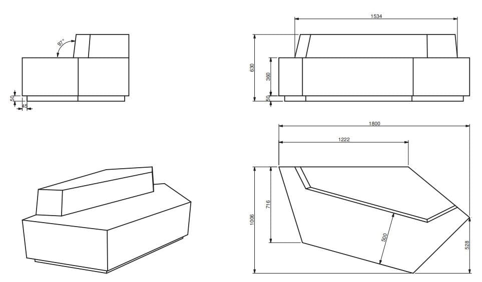 3-местный QM Foam Contract диван Quinze & Milan PENTAGON SOFA SMALL ARCH-00144305 - Вид №3