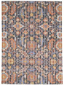 I + I Прямоугольный ковер в полоску и цветочек из шерсти и хлопка Pop classic C 52b1