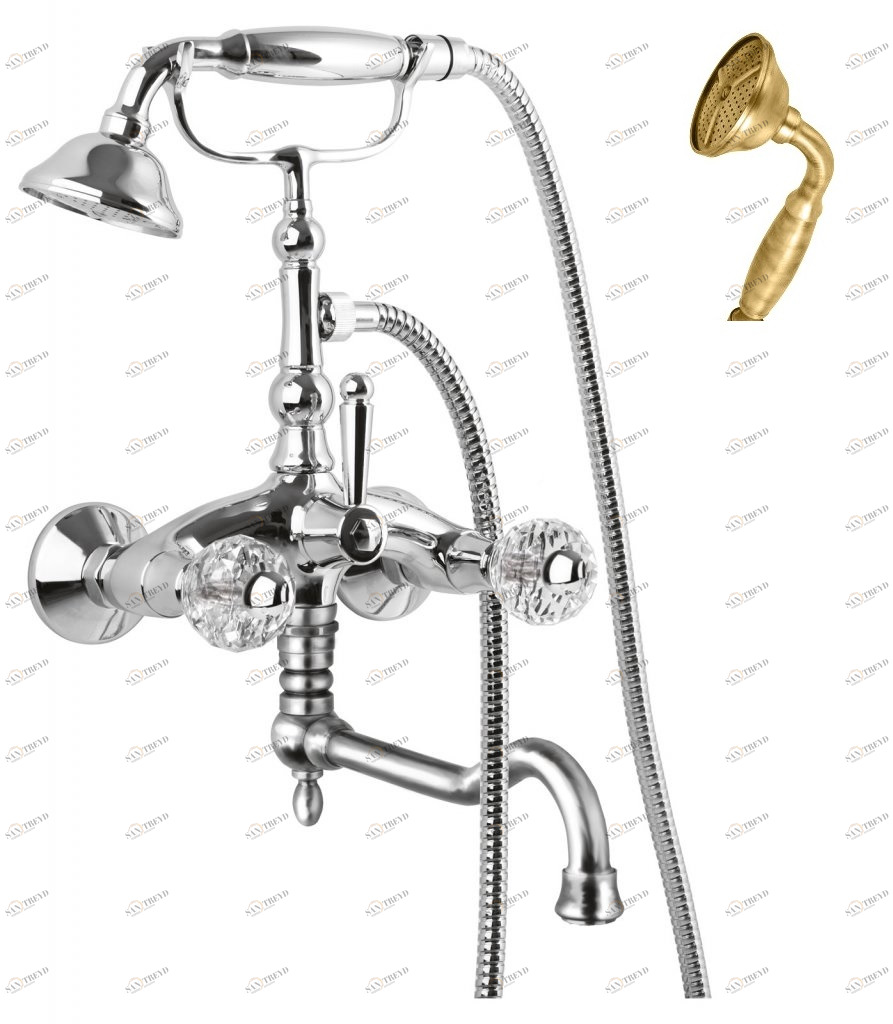 Смеситель для ванны с повортным изливом и ручным душем CEZARES ATLANTIS-VDF2-02-Sw/M