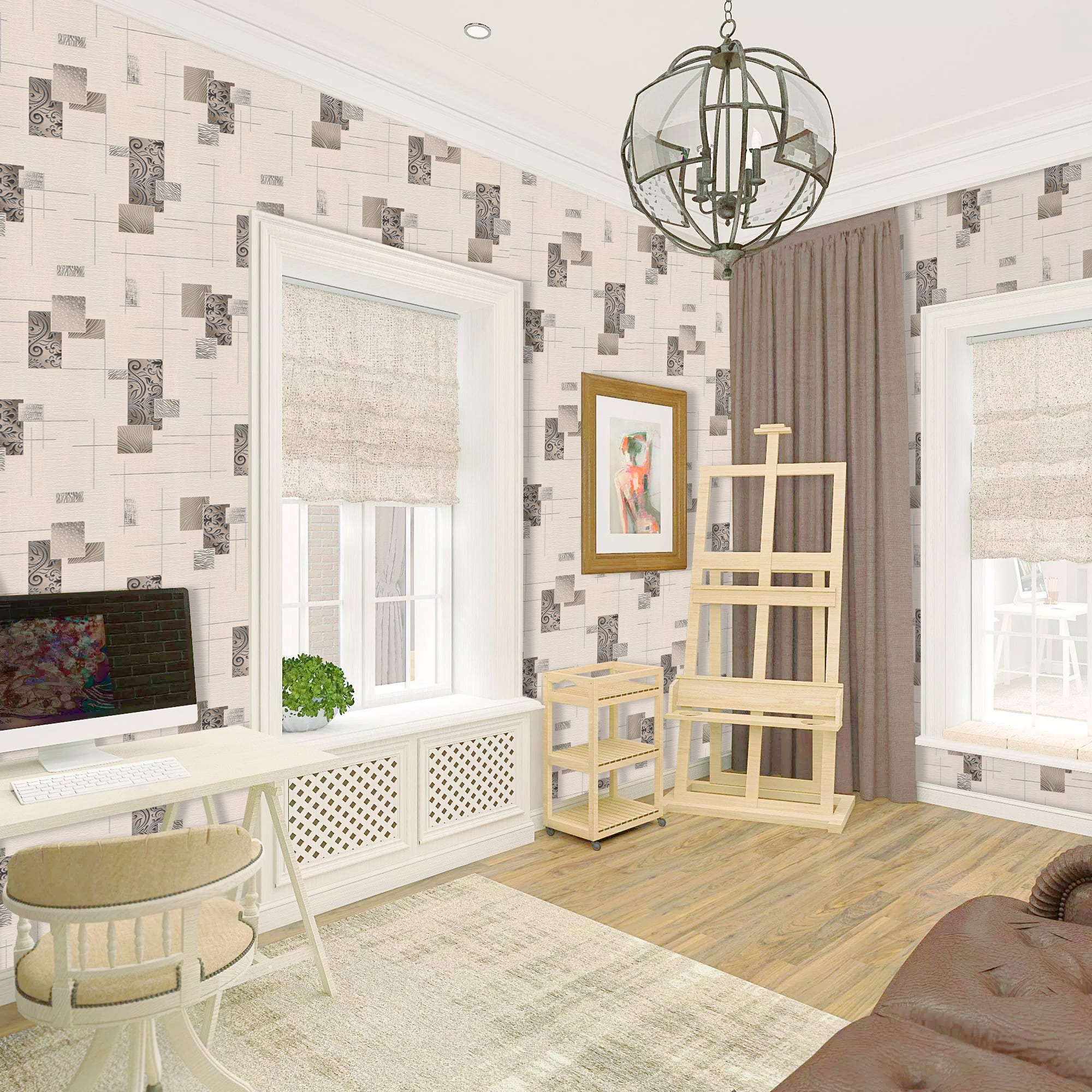 82399687 Обои виниловые бежевые 0.53 м 0210-1 Плитка Santreyd  - Вид №3