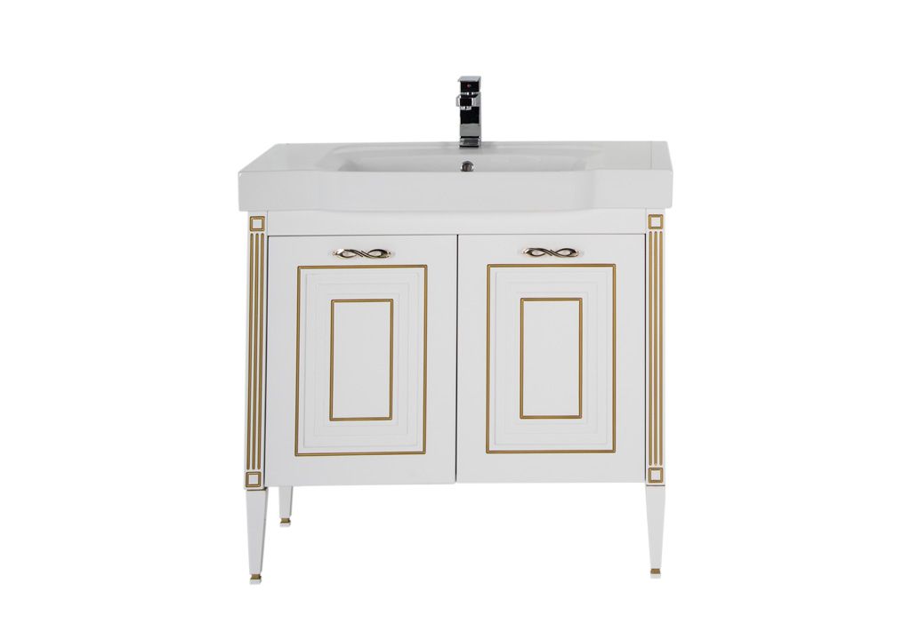 Тумба с раковиной Aquanet Паола 90 белый/золото (керамика) 0018611800185340 - Вид №2