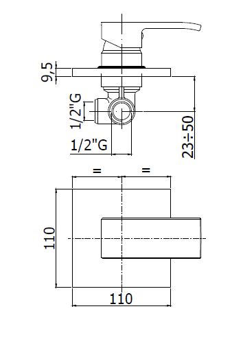 Встраиваемый однорычажный смеситель для душа CEZARES EFFECT-DIM-01 - Вид №1