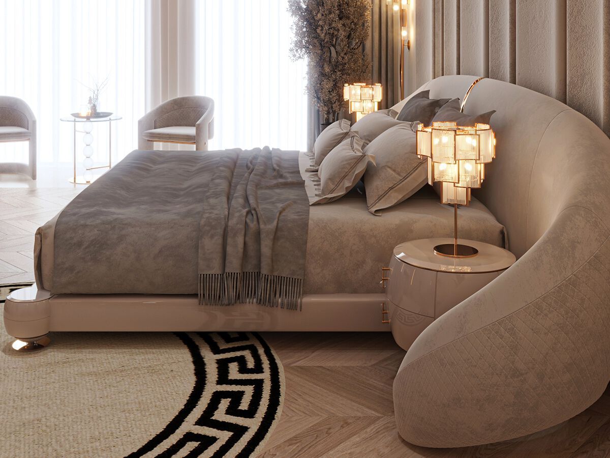 Двуспальная кровать из ткани с мягким изголовьем Zebrano Phaselis ARCH-00034589 - Вид №3