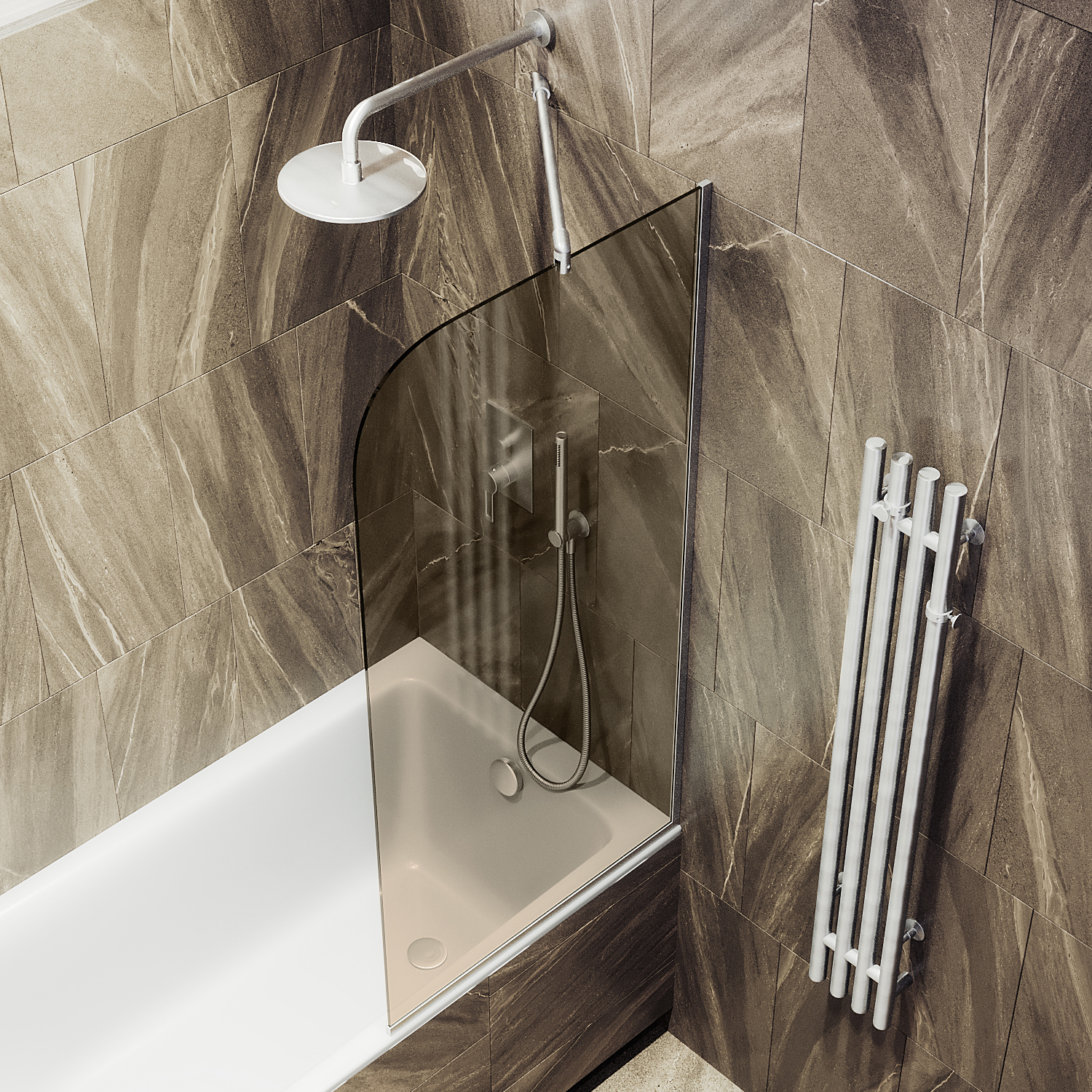 Шторка для ванны в узком профиле ST-70-5у Public Steel