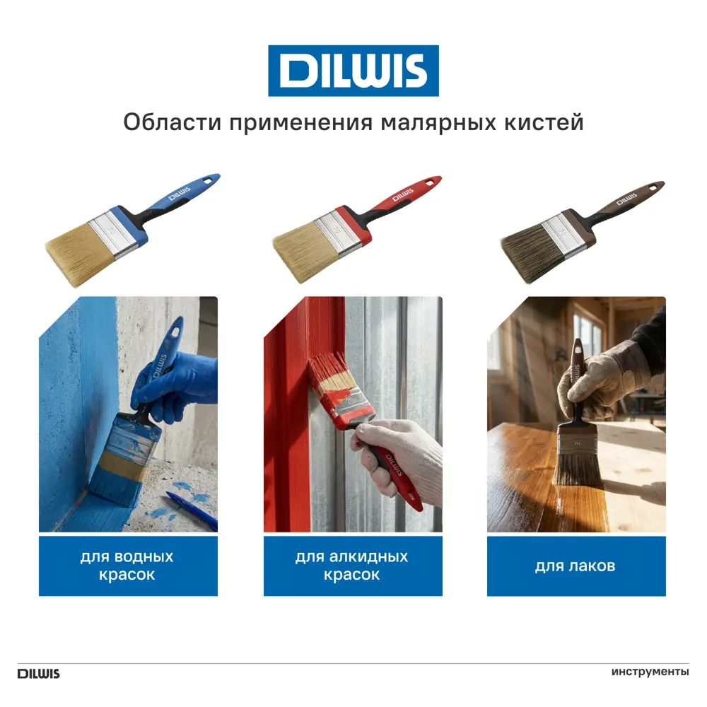 Кисть плоская для лаков и антисептиков 50 мм DILWIS синтетическая щетина 89443195 STLM-2114597  - Вид №3