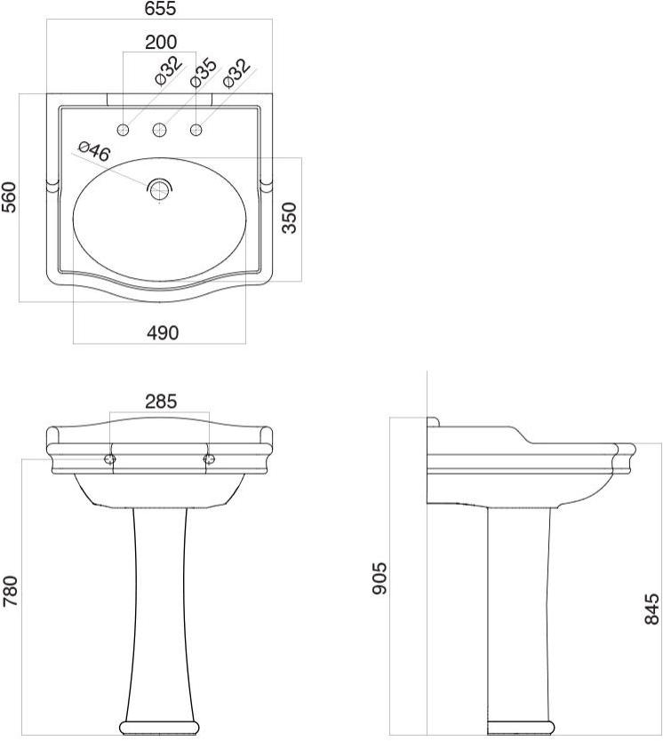 Пьедестал для раковины овальная Gentry Home Coventry sun-id-1388062 - Вид №1