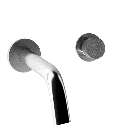 69539 Встроенный смеситель для раковины из матовой нержавеющей стали 316, 230 мм. носик, традиционный картридж с тиковой ручкой. Bongio Time2020 Wood 