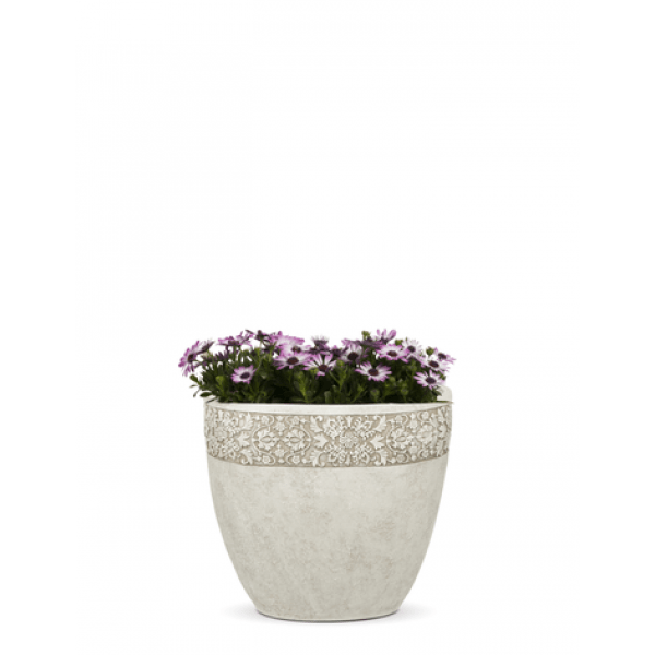 Вазон из искусственного камня с резным бордюром 35 см черный "Пуатье" LE-VILLAGE FLORERO 044754 Черный  - Вид №1