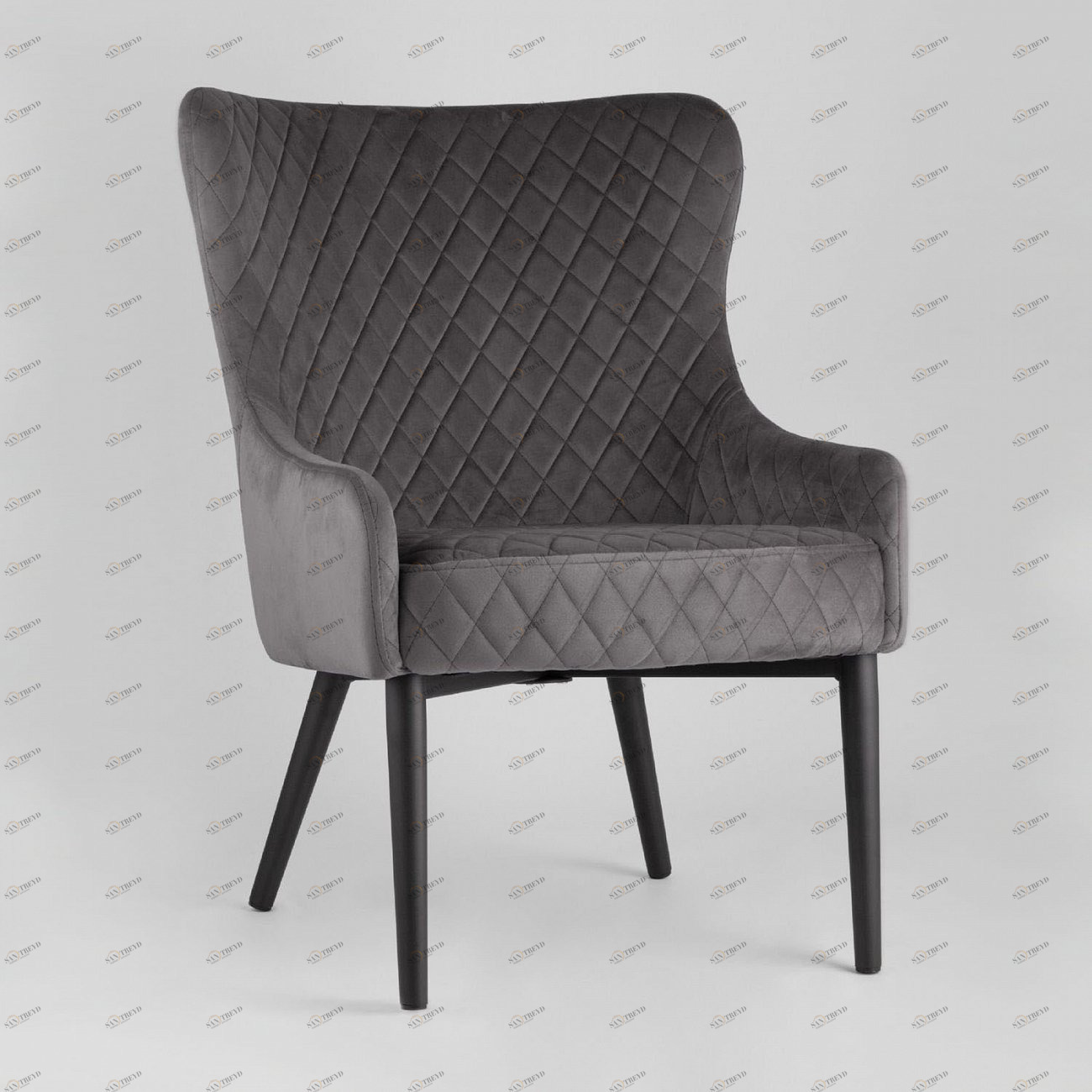 Кресло мягкое с ушами серое вельветовое "Ститч" STOOL GROUP ДИЗАЙНЕРСКИЕ 00-3881936 Серый 