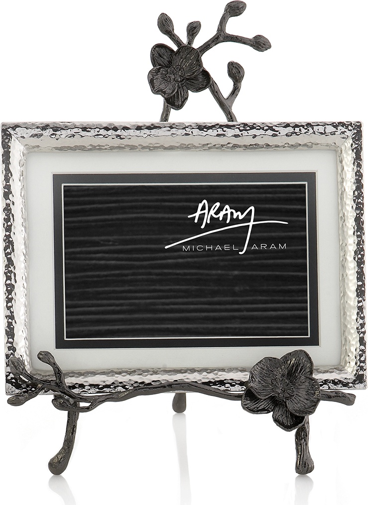 10541993 Michael Aram Рамка для фото на подставке Michael Aram Чёрная орхидея 13х18см (серебрист.) Сталь нержавеющая 