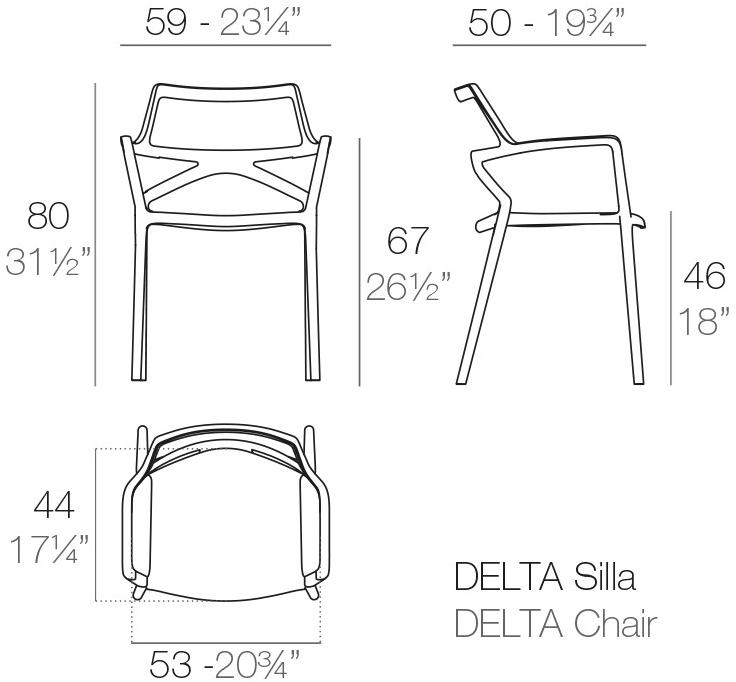 VONDOM Садовый стул с подлокотниками Delta sun-id-1402374 - Вид №8