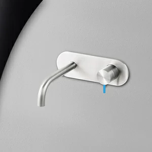 Смеситель для раковины сталь матовая с синей ручкой Toki Radomonte TKI21SCIL26