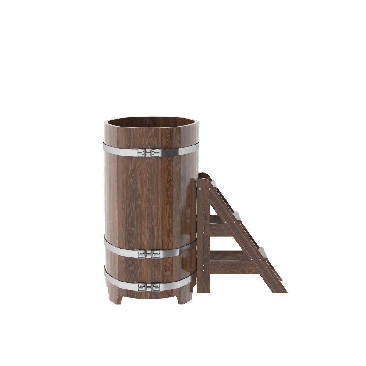 1268 Купель овальная из дуба 0,69х1,31х1,2 морёная Alyarus  - Вид №2