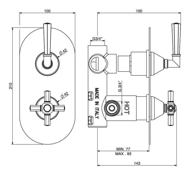 Термостатический встраиваемый смеситель для душа GATTONI TRD ARCH-00061686 - Вид №2