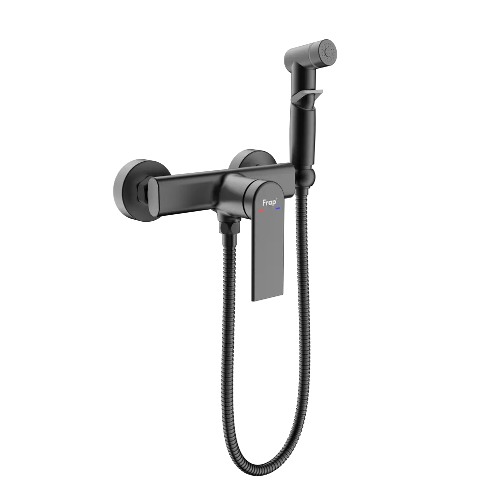 89359054 Гигиенический душ Frap Arne F20204-6, набор со смесителем, цвет черный матовый STLM-0977687 