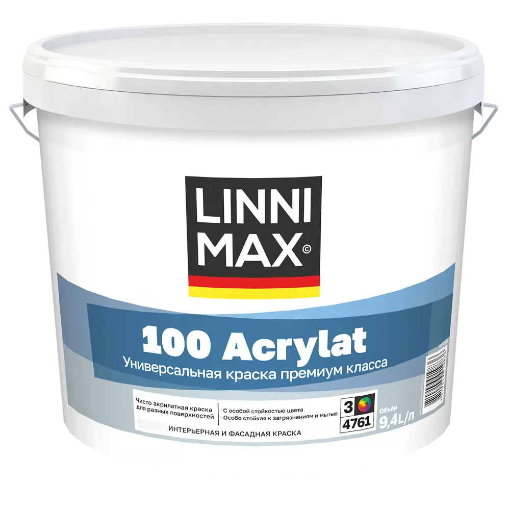 Фасадная краска LINNIMAX 100 Acrylat прозрачная 9.4 л - защита и долговечность 89379752 STLM-1469475