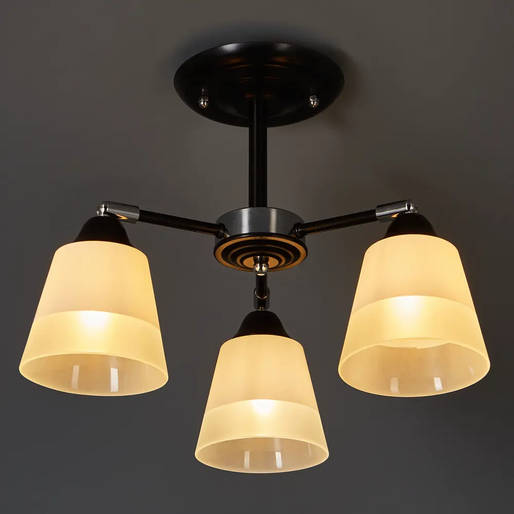 Люстра потолочная Рифма 3 лампы 9 м² цвет чёрный/белый КЛЮЧНИК STLM-2206358