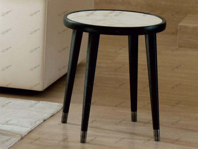 Porada Круглый журнальный столик из массива дерева и мраморной столешницы Iron sun-id-1402555