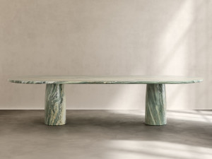 Мраморный овальный обеденный стол