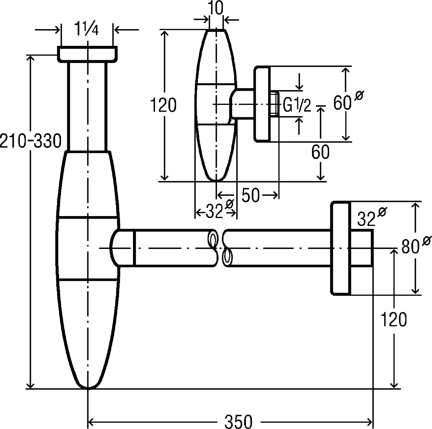 Канализационная арматура  Сифоны для умывальников и биде  Сифоны и выпуски для умывальников  Трапы VIEGA 490 621 1) Модель 5788.3  - Вид №2