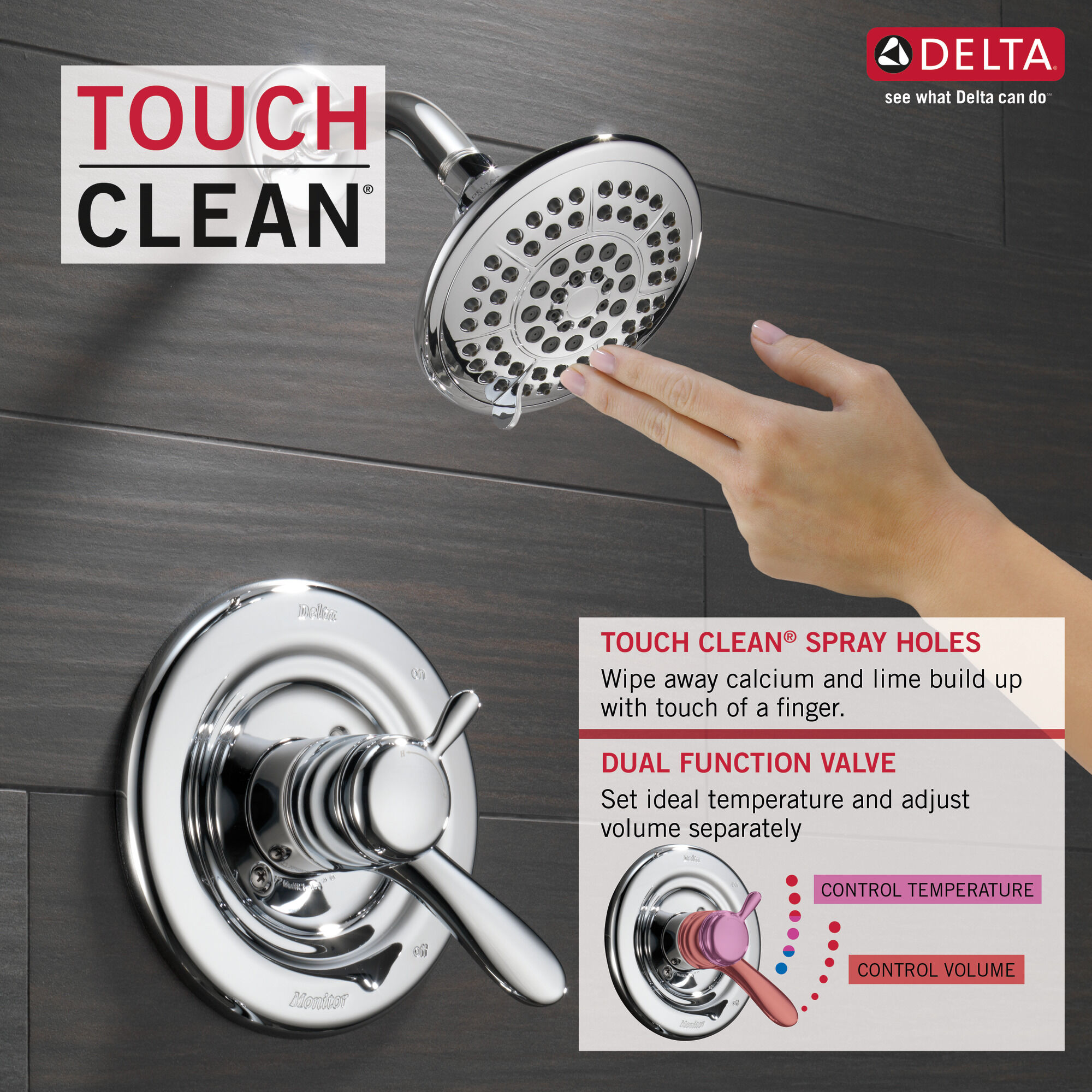 T17438 Для ванны и душа Monitor® 17 Series Delta Faucet Lahara Хром  - Вид №5