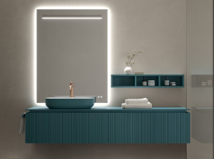 Подвесной шкаф из дуба с одной раковиной и держателем для полотенец