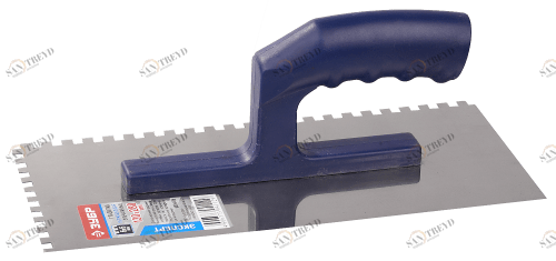 Гладилка штукатурная нержавеющая 130х280мм зуб 6х6 с пластмассовой ручкой Зубр 12337