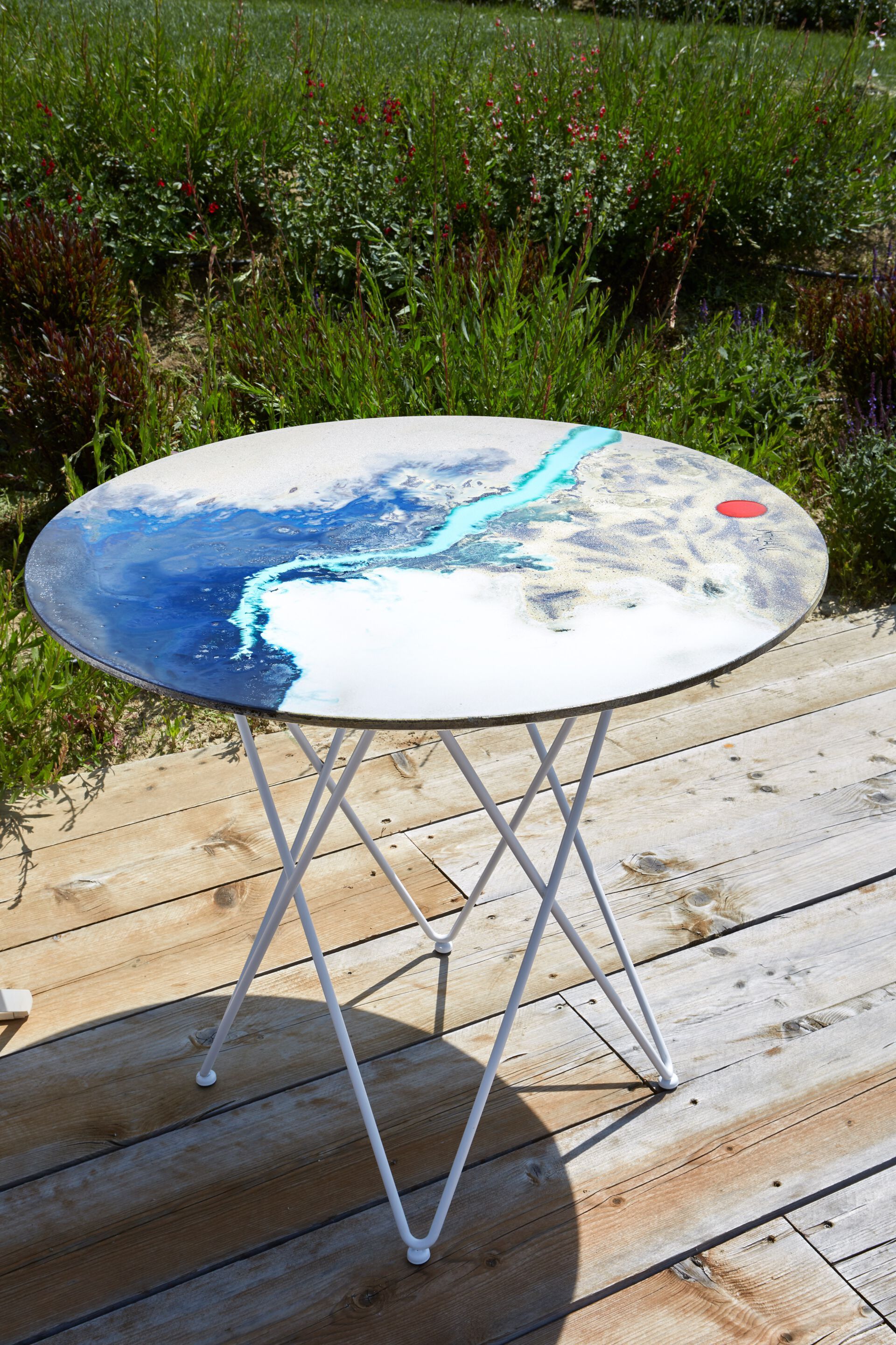 Круглый стол из фаянса и нержавеющей стали DOMIZIANI современный ARCH-00074504 - Вид №1