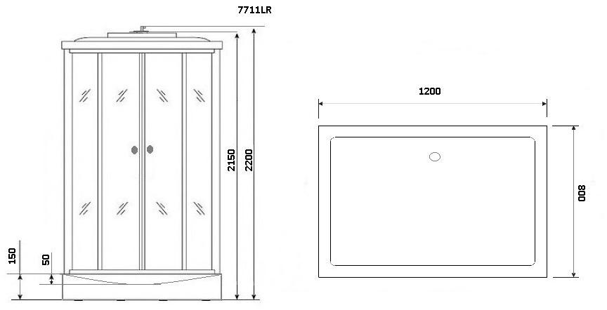 Душевая кабина NG-7711GL (900x1200х2150) низкий поддон стенки ЗОЛОТО Niagara Luxe - Вид №5
